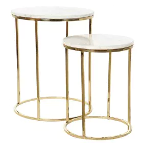 Set of 2 tables DKD Home Decor White Golden Aluminium Marble 46 x 46 x 58 cm by DKD Home Decor, Tables - Ref: S3044061, Price...