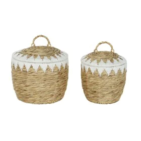 Set di Cestini Home ESPRIT Bianco Naturale Fibra naturale Boho 35 x 35 x 37 cm (2 Pezzi) di Home ESPRIT, Scatole decorative -...