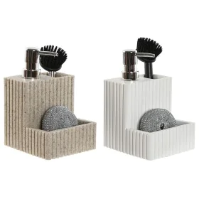 Brosse à récurer avec manche et distributeur de savon Home ESPRIT Blanc Beige 11,5 x 11,5 x 18 cm (2 Unités) de Home ESPRIT, ...