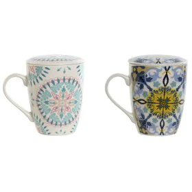 Taza con Filtro para Infusiones Home ESPRIT Azul Blanco Turquesa Mediterráneo 340 ml (2 Unidades) de Home ESPRIT, Tazas - Ref...