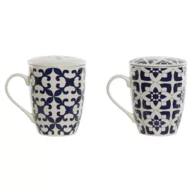 Taza con Filtro para Infusiones Home ESPRIT Azul Blanco Mediterráneo 340 ml (2 Unidades) de Home ESPRIT, Tazas - Ref: S305640...