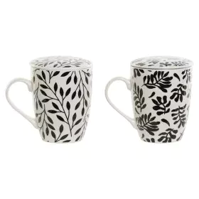 Taza con Filtro para Infusiones Home ESPRIT Azul Blanco Negro Moderno 340 ml (2 Unidades) de Home ESPRIT, Tazas - Ref: S30564...