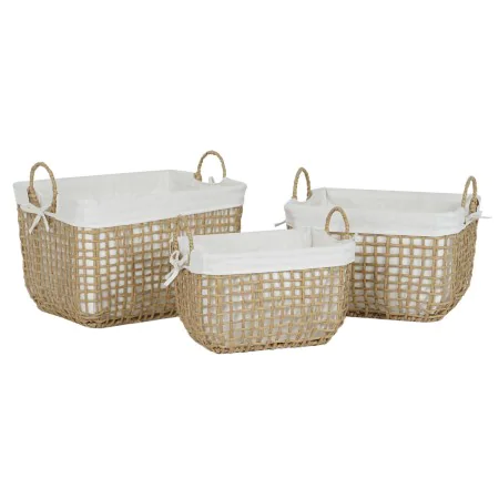 Set di Cestini Home ESPRIT Bianco Naturale Metallo Moderno 45 x 34 x 36 cm (3 Pezzi) di Home ESPRIT, Scatole decorative - Rif...