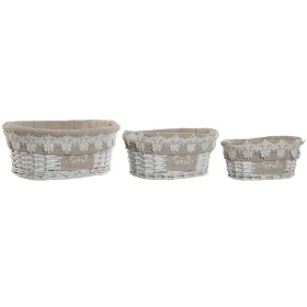 Juego de Cestas Home ESPRIT Blanco Beige Mimbre 36 x 29 x 15 cm (3 Piezas) de Home ESPRIT, Cajas - Ref: S3057042, Precio: 23,...