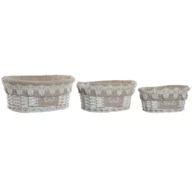 Set di Cestini Home ESPRIT Bianco Beige vimini 36 x 29 x 15 cm (3 Pezzi) di Home ESPRIT, Scatole decorative - Rif: S3057042, ...