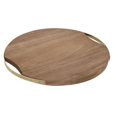 Cutting board Home ESPRIT Golden Natural Metal Acacia 32,3 x 31,3 x 1,4 cm by Home ESPRIT, Chopping boards - Ref: S3057551, P...