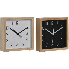 Reloj de Mesa Home ESPRIT Blanco Negro Bambú 16 x 4,6 x 16 cm (2 Unidades) de Home ESPRIT, Relojes de escritorio - Ref: S3057...