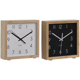 Table clock Home ESPRIT White Black Bamboo 16 x 4,6 x 16 cm (2 Units) by Home ESPRIT, Desk & Shelf Clocks - Ref: S3057762, Pr...