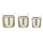 Basket set Home ESPRIT White Green Natural Natural Fibre Tropical 39 x 39 x 47 cm (3 Pieces) by Home ESPRIT, Boxes - Ref: S30...