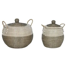 Basket set Home ESPRIT White Black Natural 45 x 45 x 48 cm (2 Pieces) by Home ESPRIT, Boxes - Ref: S3057773, Price: 131,45 €,...