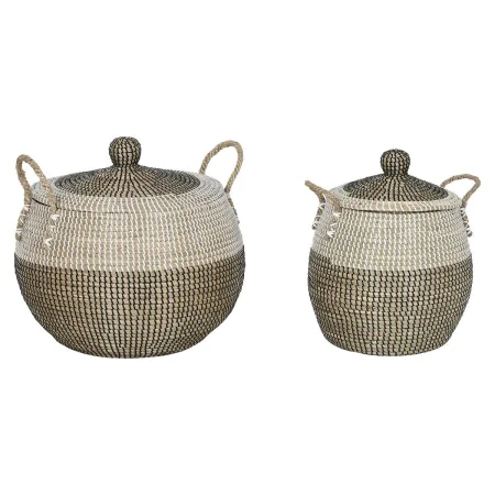 Basket set Home ESPRIT White Black Natural 45 x 45 x 48 cm (2 Pieces) by Home ESPRIT, Boxes - Ref: S3057773, Price: 116,73 €,...