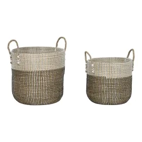 Basket set Home ESPRIT White Black Natural 44 x 44 x 49 cm (2 Pieces) by Home ESPRIT, Boxes - Ref: S3057774, Price: 121,27 €,...