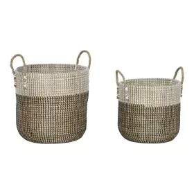 Basket set Home ESPRIT White Black Natural 44 x 44 x 49 cm (2 Pieces) by Home ESPRIT, Boxes - Ref: S3057774, Price: 107,68 €,...