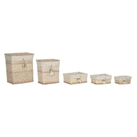 Conjunto de Cestas Home ESPRIT Verde Bege Natural vime 47 x 35 x 55 cm 5 Peças de Home ESPRIT, Cestos para fornos rebatíveis ...