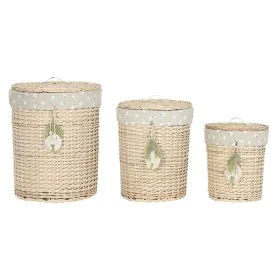 Set de basket Home ESPRIT Vert Naturel osier 45 x 45 x 55 cm 3 Pièces de Home ESPRIT, Corbeilles à linge - Réf : S3057812, Pr...