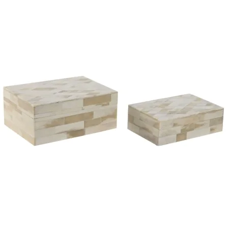 Boîte à bijoux Home ESPRIT Os Bois de manguier 18 x 13 x 7,7 cm (2 Pièces) de Home ESPRIT, Organiseurs de bijoux - Réf : S305...