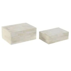 Guarda-Joias Home ESPRIT Osso Madeira de mangueira 18 x 13 x 7,7 cm (2 Peças) de Home ESPRIT, Organizadores de joias - Ref: S...