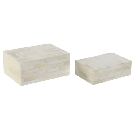 Boîte à bijoux Home ESPRIT Os Bois de manguier 18 x 13 x 7,7 cm (2 Pièces) de Home ESPRIT, Organiseurs de bijoux - Réf : S305...