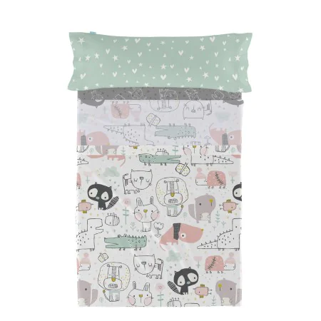 Jeu de draps HappyFriday Moshi Moshi Best buddies Multicouleur Lit 1 persone 2 Pièces de HappyFriday, Draps et taies d'oreill...