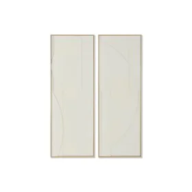 Pintura Home ESPRIT Branco Natural Abstrato Escandinavo 50 x 4 x 140 cm (2 Unidades) de Home ESPRIT, Impressões sobre tela - ...