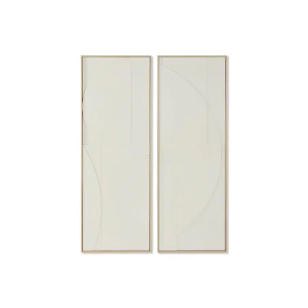 Painting Home ESPRIT White Natural Abstract Scandinavian 50 x 4 x 140 cm (2 Units) by Home ESPRIT, Prints on Canvas - Ref: S3...