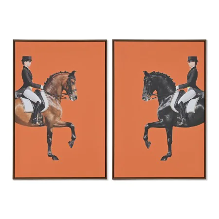 Cuadro Home ESPRIT Marrón Naranja Moderno Caballo 60 x 4 x 90 cm (2 Unidades) de Home ESPRIT, Impresiones sobre lienzo - Ref:...