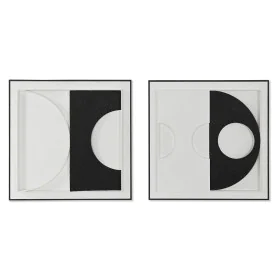 Cuadro Home ESPRIT Blanco Negro Abstracto Moderno 60 x 6,5 x 60 cm (2 Unidades) de Home ESPRIT, Impresiones sobre lienzo - Re...