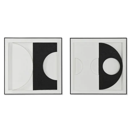 Painting Home ESPRIT White Black Abstract Modern 60 x 6,5 x 60 cm (2 Units) by Home ESPRIT, Prints on Canvas - Ref: S3058446,...