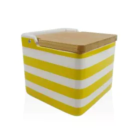 Salero con Tapa Versa Amarillo Cerámica Bambú Dolomita Rayas 12,2 x 11,5 x 12,2 cm de Versa, Dosificadores de aliño y especia...