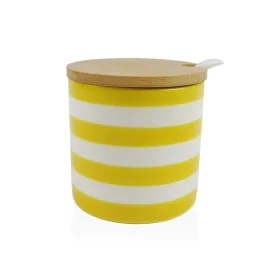 Portazucchero Versa Giallo Ceramica Dolomite 8 x 8 x 8 cm Righe Rotondo di Versa, Zucchero e latte - Rif: S3412534, Prezzo: 4...