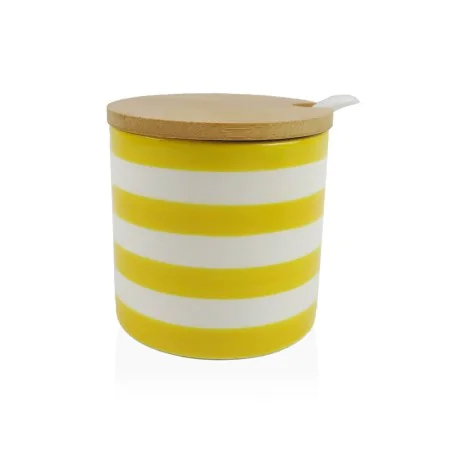 Portazucchero Versa Giallo Ceramica Dolomite 8 x 8 x 8 cm Righe Rotondo di Versa, Zucchero e latte - Rif: S3412534, Prezzo: 3...