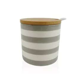 Sugar Bowl Versa Grey Ceramic Dolomite 8 x 8 x 8 cm Stripes Circular by Versa, Sugar and milk - Ref: S3412535, Price: 3,85 €,...