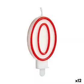 Bougie Anniversaire Blanc Rouge Numéro 0 (12 Unités) de BigBuy Party, Accessoires de fête - Réf : S3624810, Prix : 7,82 €, Re...