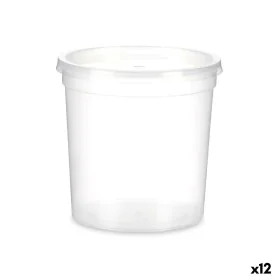 Panier-repas rond avec couvercle Transparent polypropylène 1 L 12,5 x 12,5 x 12,5 cm (12 Unités) de Leknes, Stockage des alim...