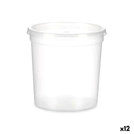 Lancheira Redonda com Tampa Transparente Polipropileno 1 L 12,5 x 12,5 x 12,5 cm (12 Unidades) de Leknes, Armazenamento de al...