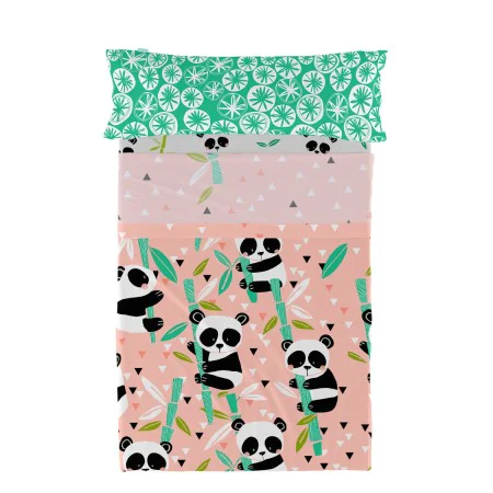 Jeu de draps HappyFriday Moshi Moshi Panda garden Rose Lit 1 persone 2 Pièces de HappyFriday, Draps et taies d'oreiller - Réf...