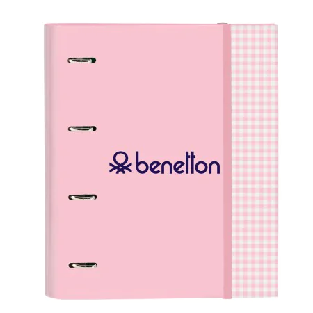 Ring binder Benetton Vichy A4 Pink (27 x 32 x 3.5 cm) by Benetton, Filing cabinets - Ref: S4306333, Price: 7,49 €, Discount: %