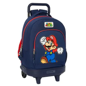 School Rucksack with Wheels Super Mario World Navy Blue 33 x 45 x 22 cm by Super Mario, Children's Backpacks - Ref: S4310735,...