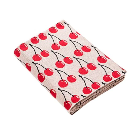 Manta Benetton Rojo Beige Cerezas 140 x 190 cm Acrílico de Benetton, Mantas y colchas - Ref: S5003645, Precio: 34,19 €, Descu...