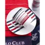 Conjunto de Louça Beverly Hills Polo Club Azul Vermelho Porcelana Riscas 12 Peças de Beverly Hills Polo Club, Louças combinad...