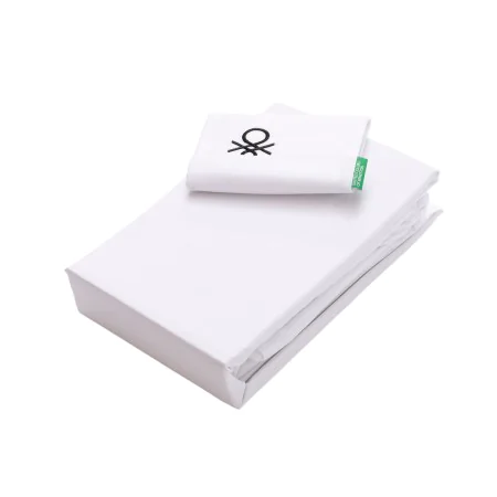 Jeu de draps Benetton Blanc Individuel 3 Pièces de Benetton, Draps et taies d'oreiller - Réf : S5003678, Prix : 39,57 €, Remi...