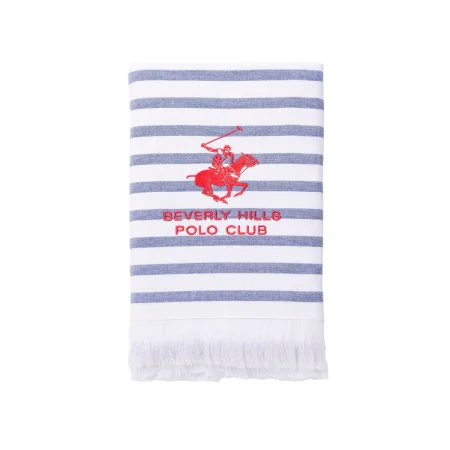 Telo da bagno Beverly Hills Polo Club Azzurro Bianco 100 % cotone 80 x 165 cm di Beverly Hills Polo Club, Asciugamani - Rif: ...