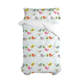 Set di copripiumino HappyFriday Mr Fox Little birds Multicolore Singolo 2 Pezzi di HappyFriday, Piumini e copripiumini - Rif:...