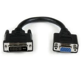 Cable DVI-I a VGA Startech DVIVGAMF8IN   Negro 0,2 m de Startech, Cables DVI - Ref: S55057010, Precio: 10,30 €, Descuento: %