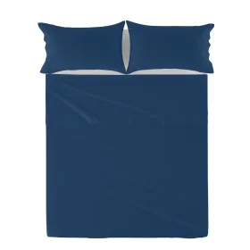 Drap HappyFriday Basic Blue marine 180 x 270 cm de HappyFriday, Draps et taies d'oreiller - Réf : D1610554, Prix : 24,26 €, R...