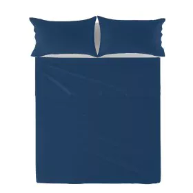 Drap HappyFriday Basic Blue marine 260 x 270 cm de HappyFriday, Draps et taies d'oreiller - Réf : D1610558, Prix : 32,32 €, R...