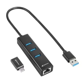 Hub USB 4 Ports Sharkoon Noir de Sharkoon, Hubs USB - Réf : S5615730, Prix : 34,63 €, Remise : %