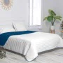 Reversible Bedspread HappyFriday Basic Dash White Navy Blue 270 x 260 cm by HappyFriday, Blankets and bedcovers - Ref: D16110...