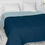 Reversible Bedspread HappyFriday Basic Arista Navy Blue Mint 270 x 260 cm by HappyFriday, Blankets and bedcovers - Ref: D1611...