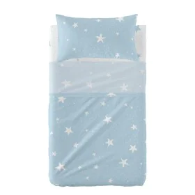 Conjunto de Lençóis HappyFriday Basic Kids Little star Azul Berço de Bebé 2 Peças de HappyFriday, Roupa de cama para berços -...